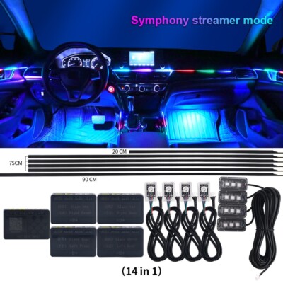 Car Atmosphere RGB Symphony Interior LED Acrylic Guide Fiber Optic Ambient Light