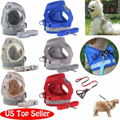 Small Dog Pet Puppy Harness And Leash Set Breathable Mesh Vest Chest Strap XS-XL