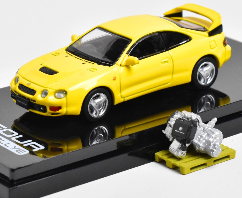 HobbyJapan 1:64 Yellow Celica GT Rallye Engine Sports Model Diecast Metal