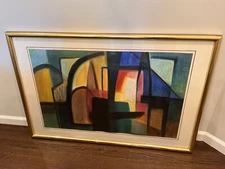 1986 Simon Samsonian Large 37”X23” Pastel Signed Framed Modern Abstract Cubism