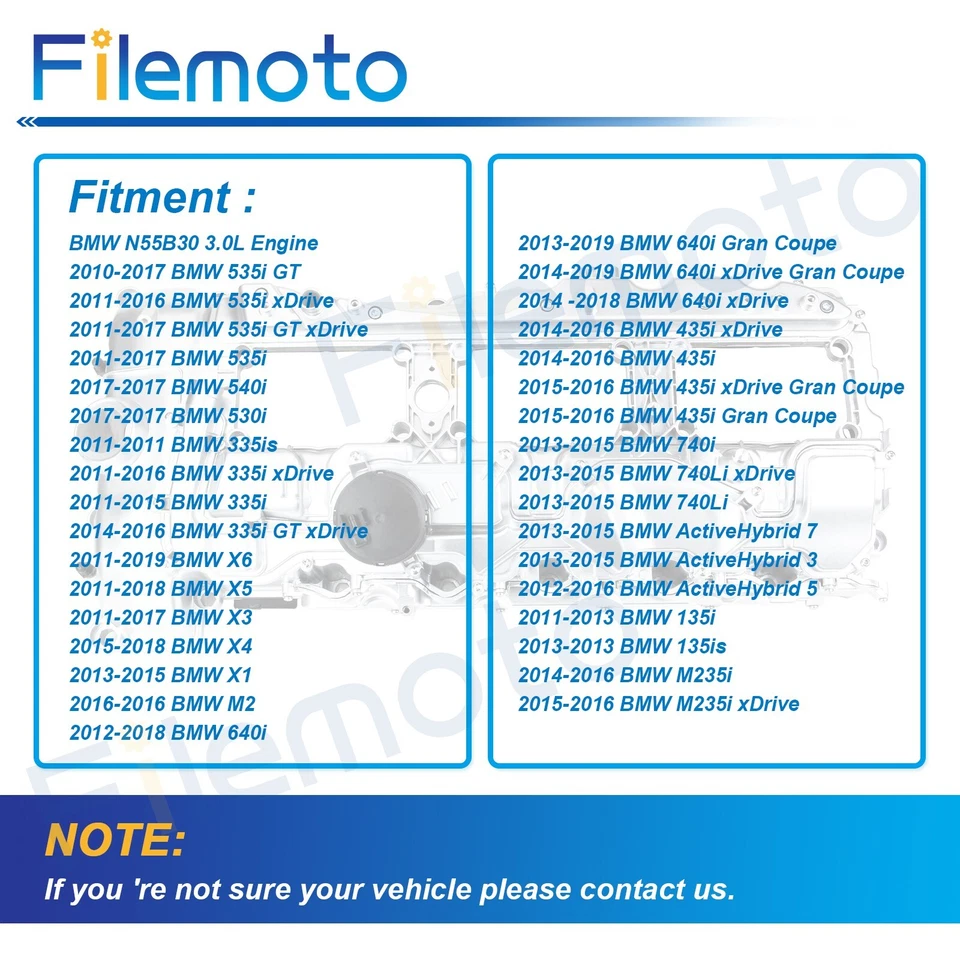 Cubierta de válvula de aluminio con pernos de junta para 10-19 BMW 335i 535i GT xDrive 435i 740li Foto 3 de 4