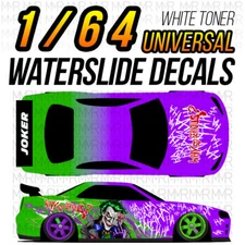 1/64 Scale JOKER Custom White Toner Universal WaterSlide Decals for Hot