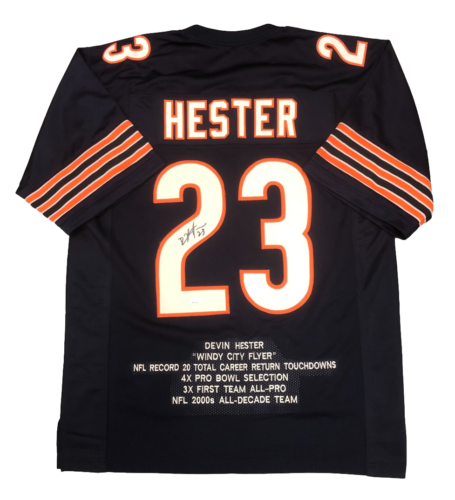 Chicago Bears Devin Hester Signed Autograph Custom Navy Stat Jersey - JSA COA - Picture 1 of 2