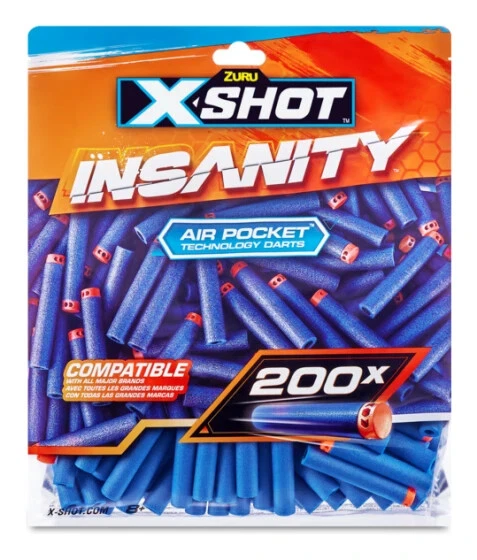 ZURU Paquete de recarga de dardos X Shot Insanity 200, compatible con X-Shot y otras marcas
