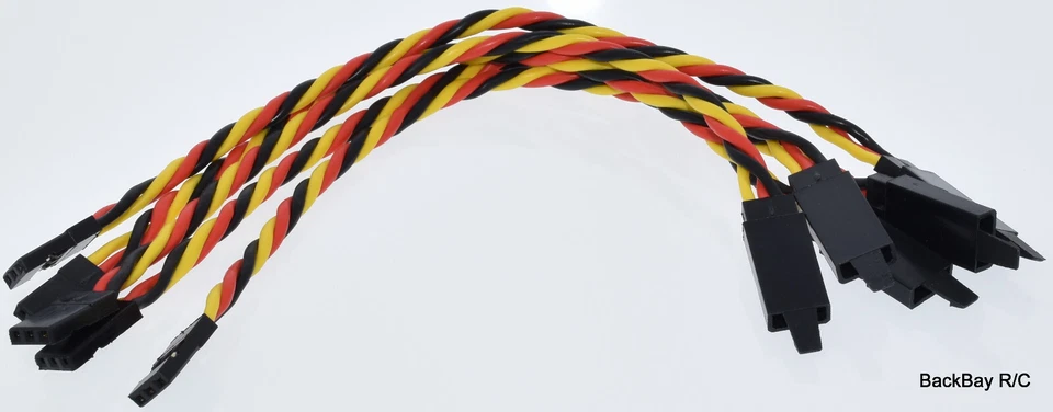 (5) 15CM Twisted 20awg Servo Extension Leads JR / Hitec w/ Built In Safety Clips - Image 2 of 3