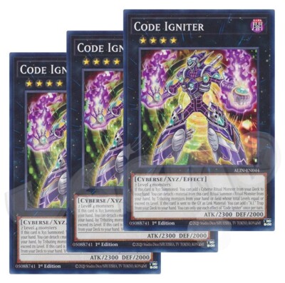 Yugioh - Code Igniter x 3 - 1st Edition NM - Plus Free Holo Card
