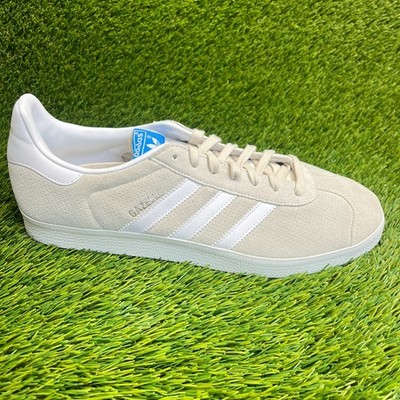Adidas Gazelle Mens Size 12 Beige White Athletic Suede Walking Shoes Sneakers
