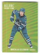 2025-26 Upper Deck Allure Color Flow Yellow-Green CF-28 Macklin Celebrini Sharks