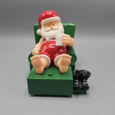 Gemmy Animated Santa Claus Blues Funny Talking Relaxing In Chair Feet Up