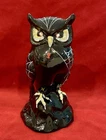 RARE VTG FENTON HALLOWEEN BLACK H PAINTED OWL FIGURINE 5.5” TALL-M YOUNG SIGNED