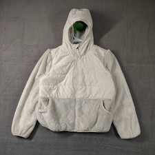 The North Face Girls L 14/16 Cream Fleece Hooded Jacket Full Zip Sherpa EUC