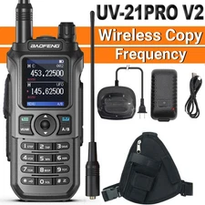 1X Baofeng UV-21 Pro V2 Tri-band Walkie Talkies Long Range Ham Two Way Radio+Bag