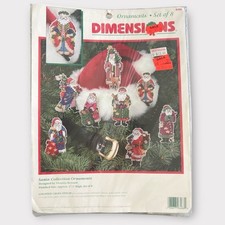 Vtg 1996 Dimensions Santa Collection Cross Stitch Ornaments Set of 8 Kit 8488