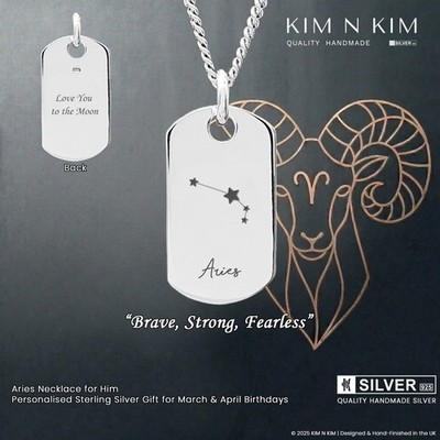 Widder Halskette für Ihn Personalisiertes Sterling Silber Geschenk für März & April