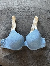 Victoria's Secret T-Shirt Bra Blue 38B Underwired Adjustable Straps Back Closure