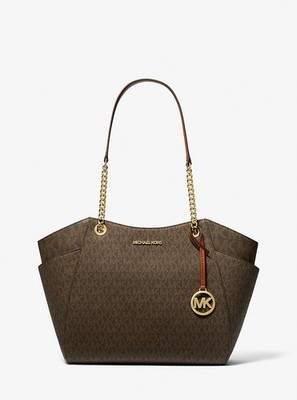 SALE Michael Kors Voyager Jet Set Large Signature Logo Shoulder Bag BROWN  