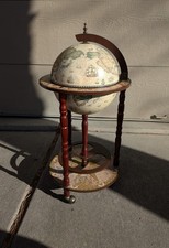 Old World Italian Style Map World Globe Liquor Cabinet Bar Bottle Rack Cart