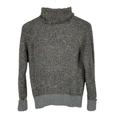 Rachel Zoe Boucle Knit Sweater Grey Turtleneck Soft Wool Blend Women's S