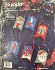 1996 Bucilla 6 Holiday Sleds Ornaments Christmas Plastic Canvas #61177 NOS