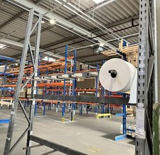 Dexion vertical shelf single sided base panel long goods shelf reel shelf HxW 3.6x2.7m
