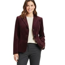 Talbots Blazer Women's 12 Red Velvet Button Front Peplum Lined Classic Jacket