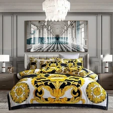 Designer Luxurious Egyptian Cotton Quilt Doona Cover 4p Comforter Bed Set