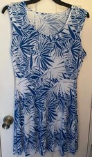 Women’s XL Knit Short Dress Sleeveless summer blue   white Floral