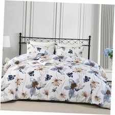 Blue Floral Duvet Cover Set Size, Beige Tan Flower Queen Blue Beige Floral