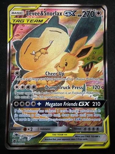 Eevee & Snorlax GX Tag Team Black Star Promo SM169 NM Pokemon TCG