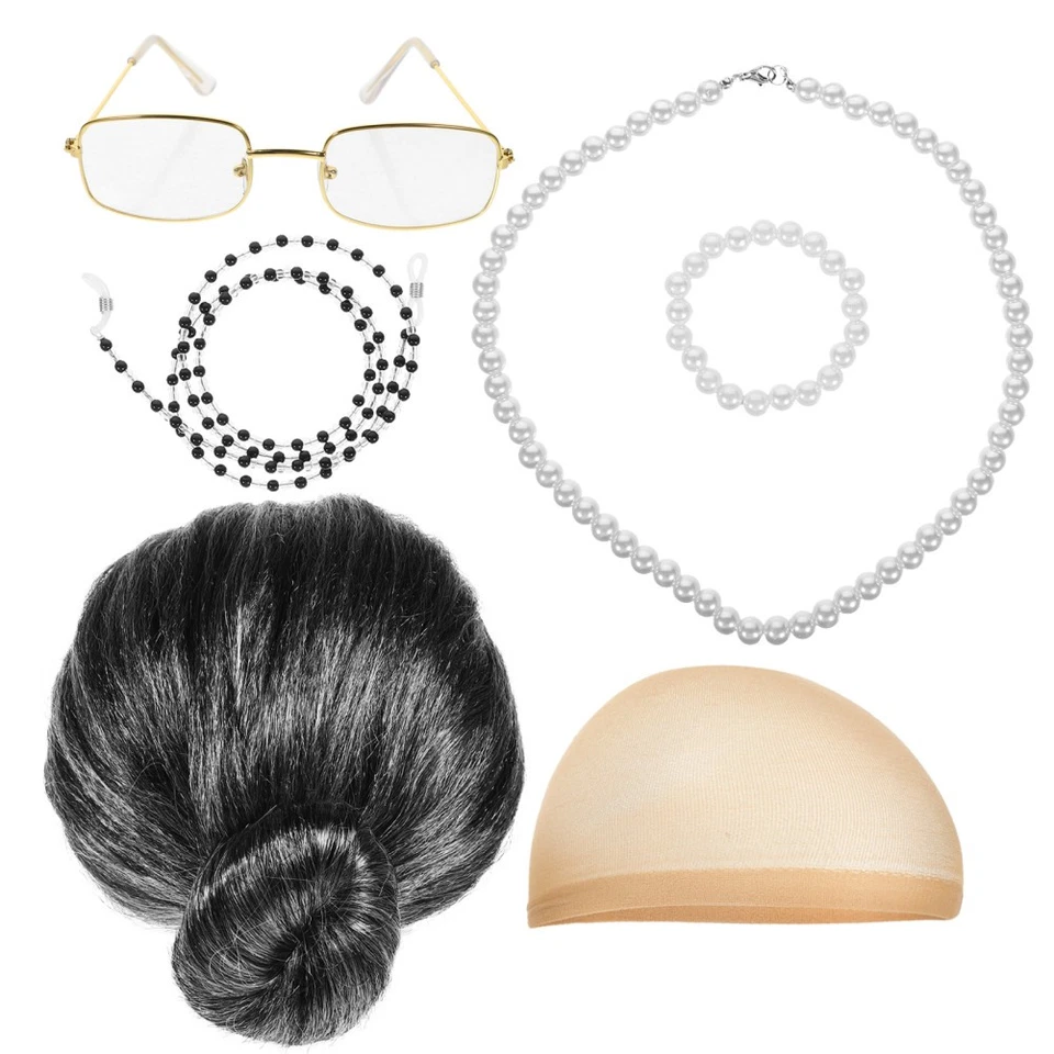 Dress up Wigs Grandma Costume Adult Costumes for Old Women - Image 2 of 4