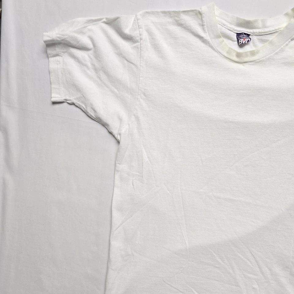 Винтажная белая простая футболка BVD с коротким рукавом футболка 80-е винтажная - Изображение 3 из 4