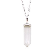 Gemstone Classic Point Crystal Pendant Chain Necklace Silver Women's Jewellery