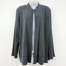 Ming Wang Cardigan Womens 1X Black Classic Capsule Mature Business Church Career