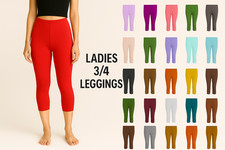 Women Ladies Cropped 3/4 Capri Length Leggings Summer Plus Size Casual UK 8-26