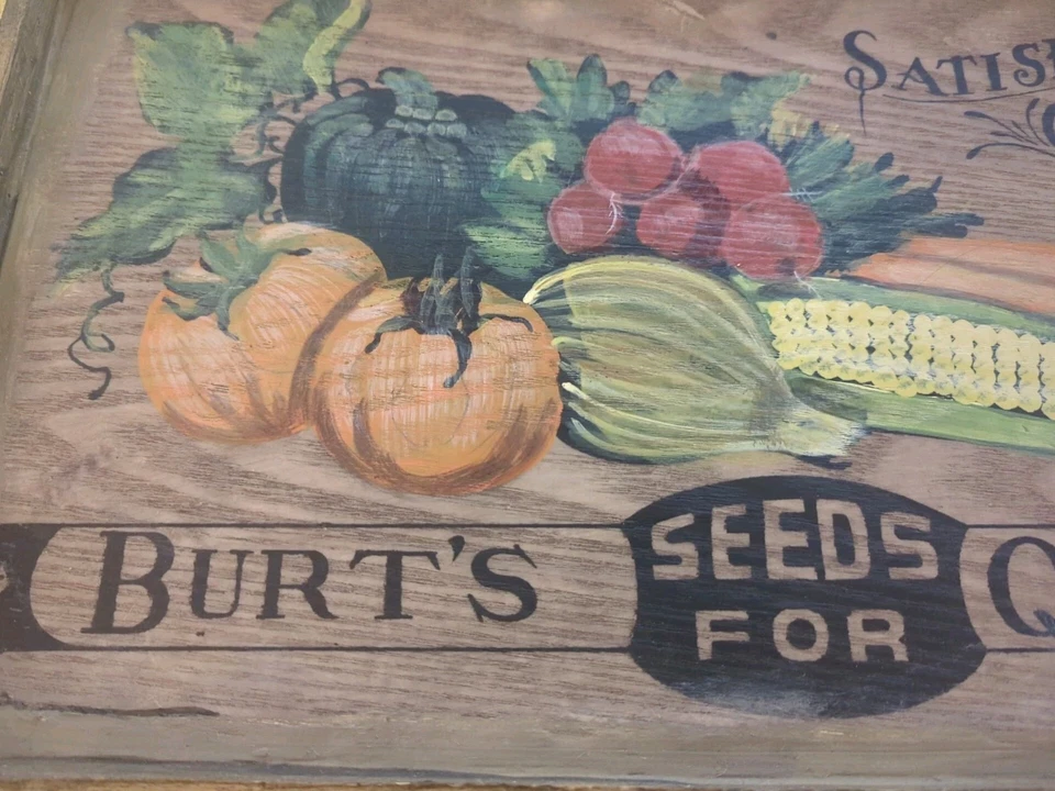 Cottage Core Heavy Duty Wood Burt's Seeds for Quality Hanging Sign/Tray 11" 19" - Image 3 of 4