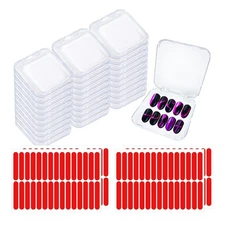30x Press on Nail Box Compact Nail Packing Box for Bracelets Earrings Beads