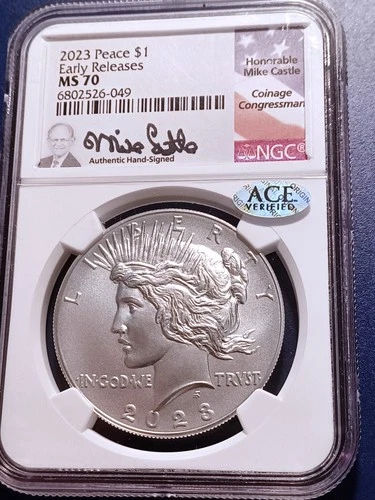 2023 NGC MS70 Peace Dollar (Mike Castle signature)
