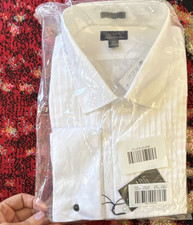 J.Crew Ludlow Pleated-Bib Tuxedo Shirt Classic Fit French Cuff Cotton White 17/  