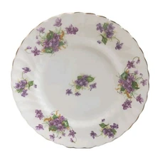 Royal Chelsea Spring Violets 8” Salad Plate English Bone China Scallop Gold Trim