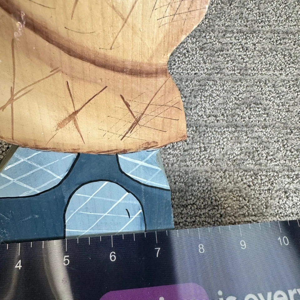 Vintage Hand Painted Wooden Sitting Couple Country Farmhouse Cottagecore Decor - Image 4 of 4