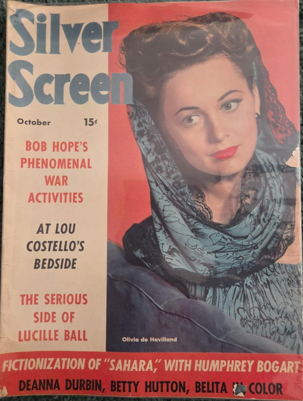 OCTOBER 1943 SILVER SCREEN MAGAZINE OLIVIA DE HAVILLAND FRONT COVER