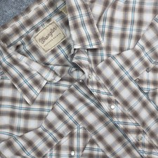 Wrangler Shirt Men's XXL Tan Plaid Pearl Snap Long Sleeve Western Rodeo 2XL