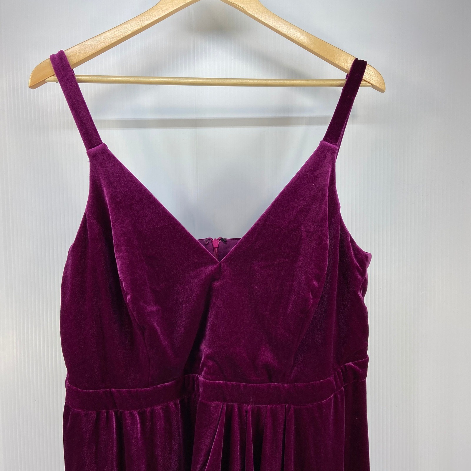 Nightway Magenta Stretch Velvet V Neck Faux Wrap Maxi Dress Womens 14W