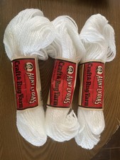 Vintage Aunt Lydia's Rug Yarn White Lot 3 Skeins 60 Yards Each Crochet Knitting