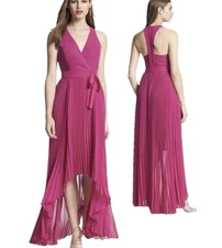 NWT Max & Cleo $188 Alyssa Hi-Low Pleated Fuchsia Maxi Event Gown Dress Sz 4