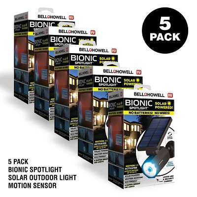 BELL AND HOWELL Bell + Howell Bionic Spotlight Solar Outdoor Light Wireless Motion Sensor 5 Pack