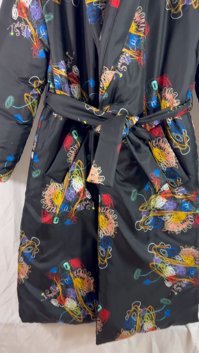 FENDI X Noel Fielding Graphic Reversible Silk Shawl Coat Padded