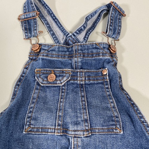 Jordache Shortalls Girls 6 6X Distressed Denim Bib Blue Cuffed Overall Shorts - Picture 2 of 14