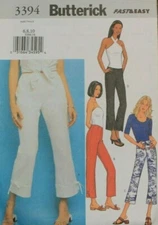 Butterick 3394 Misses Fitted Pants in 4 Styles Sewing Pattern 6-8-10 Fast & Easy