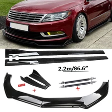 Front Bumper Lip Spoiler Chin Splitter Gloss Black For Volkswagen CC Body Kits